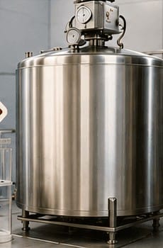 Stainless steel milk cooling tank with monitoring gauges